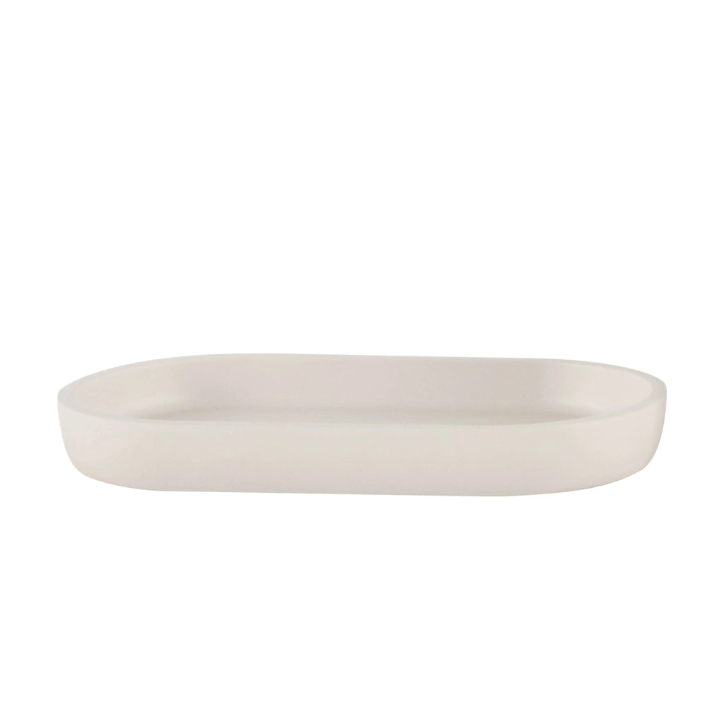 Cream Resin Bathroom Accessories Bundle — 4-Piece Set with Tray | Resin-25-0696