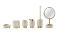 Gold & Sand Resin Luxury Bathroom Bundle — 6-Piece Set with Mirror | Resin-25-06101