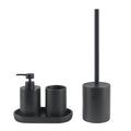 Matte Black Resin Bathroom Accessories Bundle — 4-Piece Set with Tray | Resin-25-0697