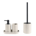 Cream Resin Bathroom Accessories Bundle — 4-Piece Set with Tray | Resin-25-0696