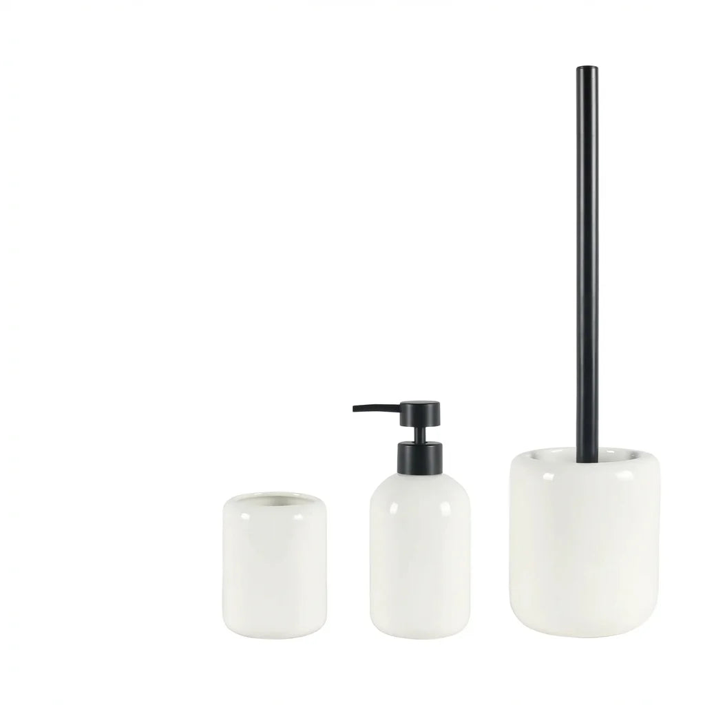 Glossy White Ceramic Bathroom Bundle — 3-Piece Set | Ceramic-25-0649