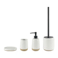 Two-Tone White & Beige Ceramic Bathroom Bundle — 4-Piece Set | Ceramic-25-0644