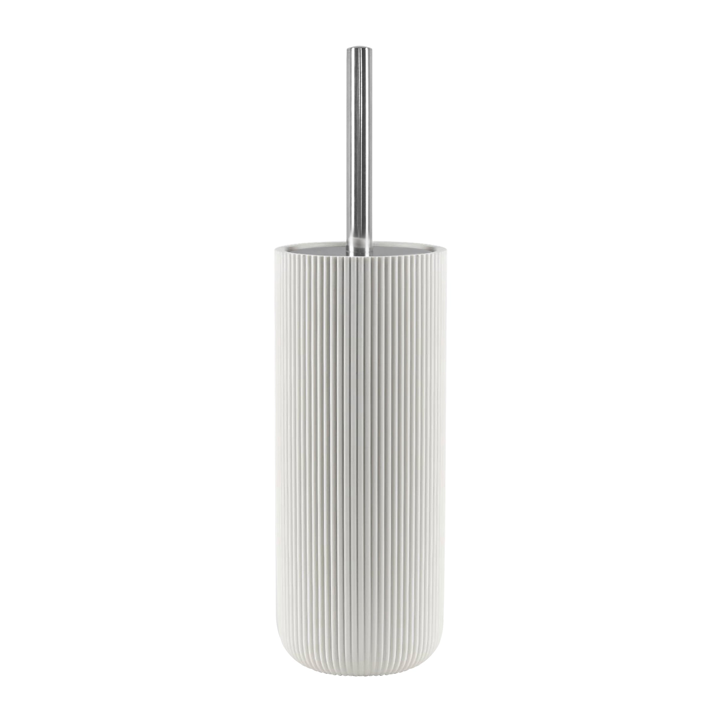 Modern Ribbed Ceramic Toilet Brush Holder | Minimalist Fluted Design
