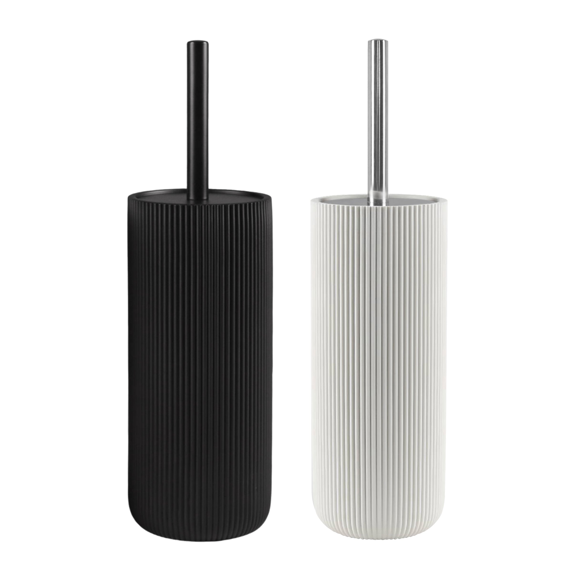 Modern Ribbed Ceramic Toilet Brush Holder | Minimalist Fluted Design